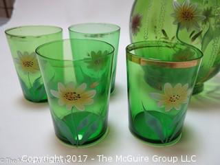 Hand painted vintage glassware set