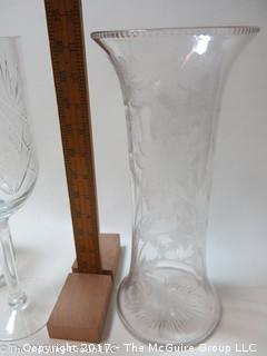 Tall cut crystal stem and vase 