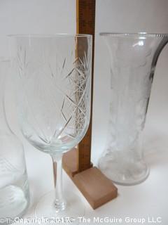 Tall cut crystal stem and vase 