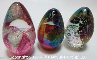 Collection of blown glass and marble eggs