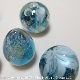 Collection of blown glass and marble eggs