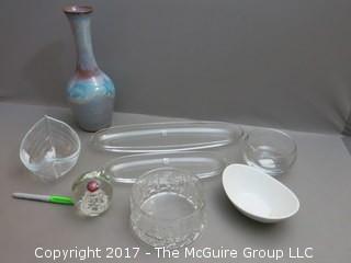 Collection of glassware and pottery including Fortessa German porcelain, Krosno crystal and Gobbels circus bowl 