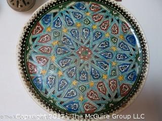 Collection of Vintage Cini Turkish Kutahya Ceramic Wall Plates, Vases, and Trivets