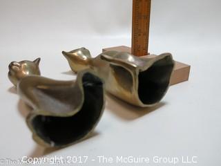 (2) brass cat sculptures