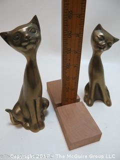 (2) brass cat sculptures