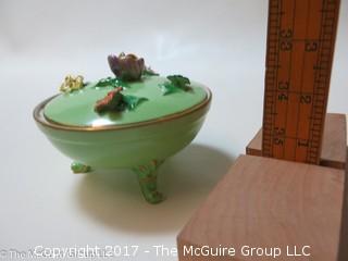 Dresden tri-footed covered bowl with floral decoration