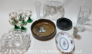 Collection including Spode oval serving tray and set of 6 green to clear stems 