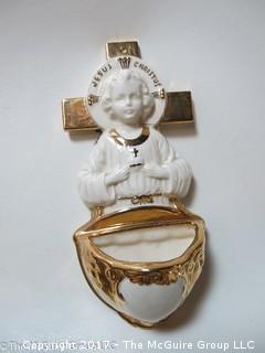 Collection including crucifix, cutting board and Papal wall plaque