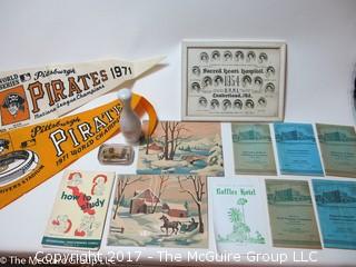 Collection including 1971 Pittsburgh Pirates pennants, International Correspondence School Booklets and (2) paint by numbers works   