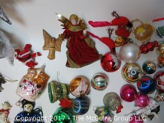 Large collection of M-C Christmas ornaments, stockings, etc. 