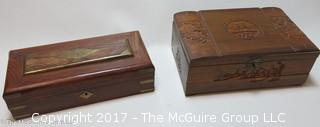 1 wooden keepsake box and 1 jewelry box