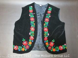 Ladies Norwegian hand knitted sweater and suede vest