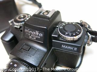 Collection of (3) cameras: Vintage Minolta 100 zoom SLR; Polaroid Spectra System SE; and Agfa (for parts)