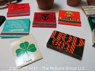 Collection including collectible matchbooks including Bachelors II nightclub (Joe Namath)