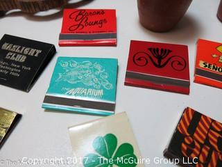 Collection including collectible matchbooks including Bachelors II nightclub (Joe Namath)