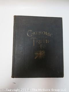 Book title: "Catholic Truth: Biographies of Illustrious Saints"; 1902; and bible box