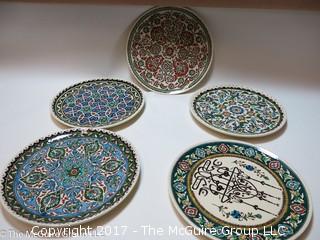 Collection of 5 Turkish Kutahya wall plates