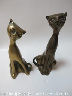 (2) Brass felines