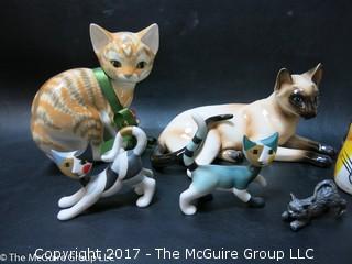 Assorted feline figurines