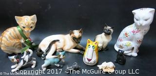 Assorted feline figurines
