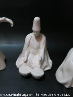 Collection of 4 whirling devishes; marked on base