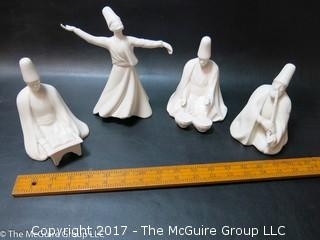 Collection of 4 whirling devishes; marked on base
