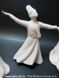 Collection of 4 whirling devishes; marked on base
