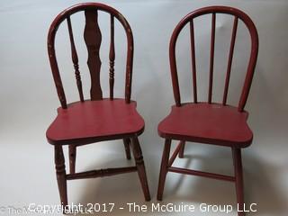 Vintage children's wooden table and 2 matching chairs 