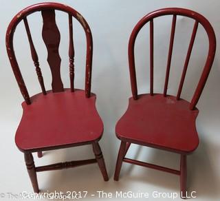 Vintage children's wooden table and 2 matching chairs 