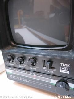 Collection including Emerson boombox, TMK TV, GE transistor radio and Realistic short wave radio 