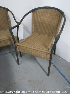 Pair of vintage metal frame patio chairs 