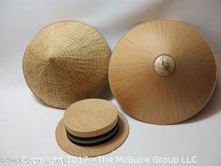 Collection of straw hats 