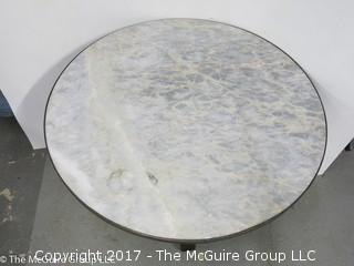 51" Diameter Marble top table with wooden base (top lays on base); 30" height