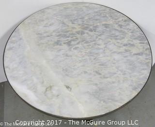 51" Diameter Marble top table with wooden base (top lays on base); 30" height