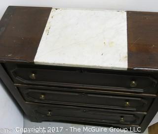 Vintage 3 drawer dresser with center marble insert; 42W x 17D x 37"T