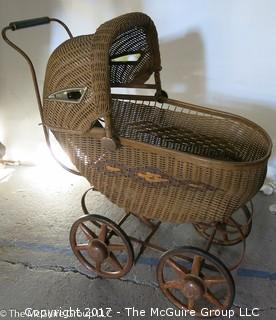 Vintage Wicker Doll Carriage 