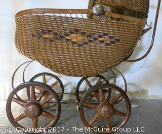 Vintage Wicker Doll Carriage 