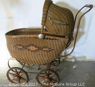 Vintage Wicker Doll Carriage 