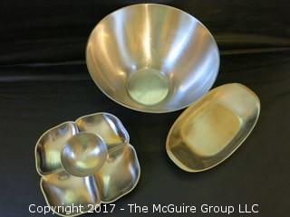 Collection of 3 stainless steel serving bowls/trays; including Cromargan (Germany) and Selandia (Denmark)