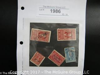 (#1986) Collectible Postage Stamps including U.S. Revenue and Stock Transfer 