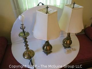 (3) table lamps; 2 with shades