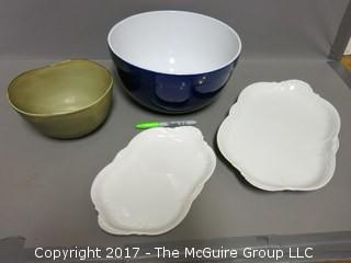 Collection of Serving Ware; 2 bowls and 2 
Rosenthal San Soucci pattern platters 