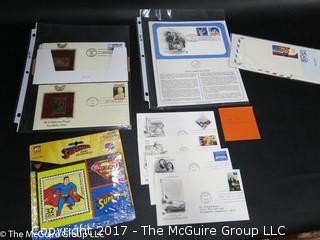 (#2142) USPS Assortment; First Day Issues including Gold Leaf Puzzle Postcard