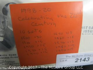 (#2143) USPS First Day Covers Celebrating the 20th C; 10 sets (see the photos for more info)