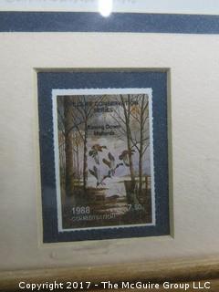 (#1528) Framed Mallards Easing Down; 1988; signed Bill Pendergrass