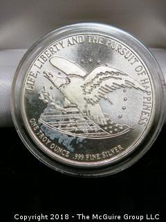 BILL OF RIGHTS SILVER COIN; 1 TR. OZ 