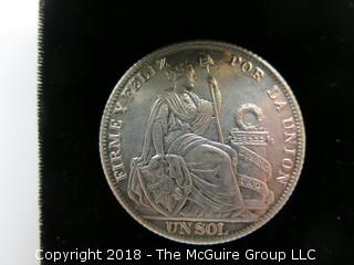 1894 PERUVIAN SILVER DOLLAR 