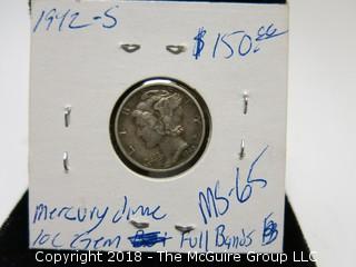 1942 S MERCURY DIME WITH FULL BANDS 