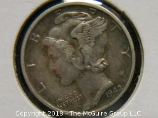 1942 S MERCURY DIME WITH FULL BANDS 