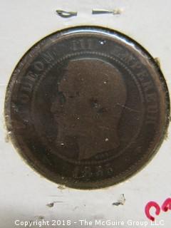 1855 NAPOLEAN III 10 CENTIMES COIN 